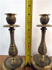 RARE VINTAGE ORNATE PAIR BRASS CLAWFEET CANDLEHOLDERS 8-1/4